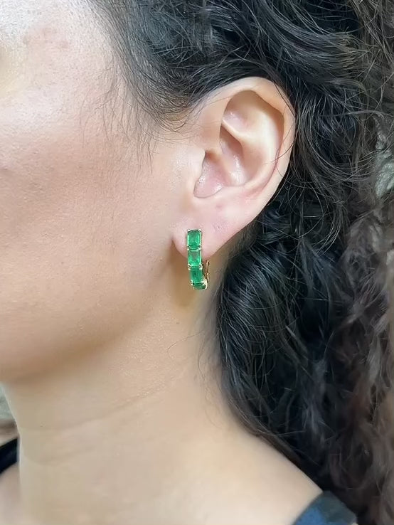 Emerald Half Hoop Earring