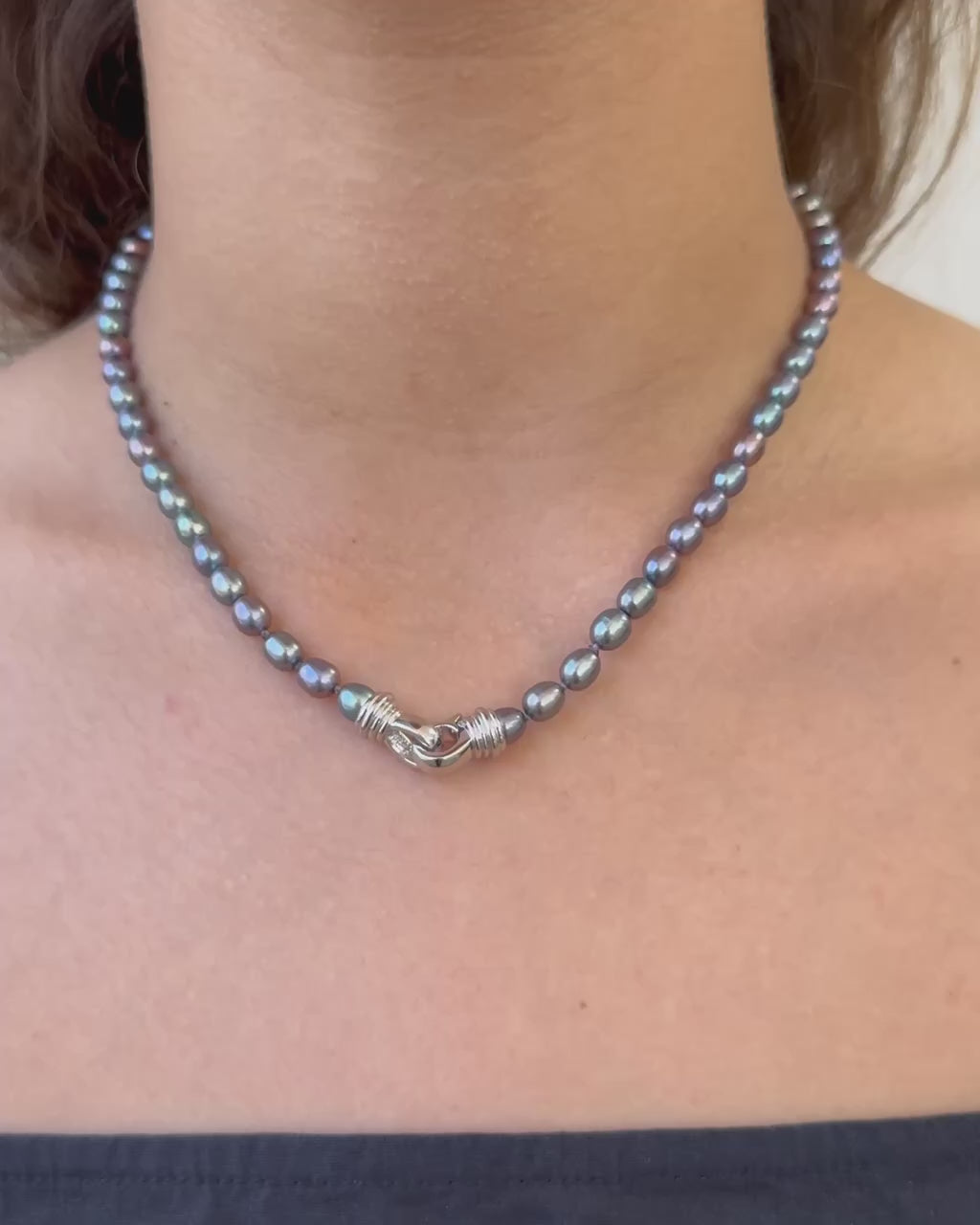 Black Rice Pearl Necklace