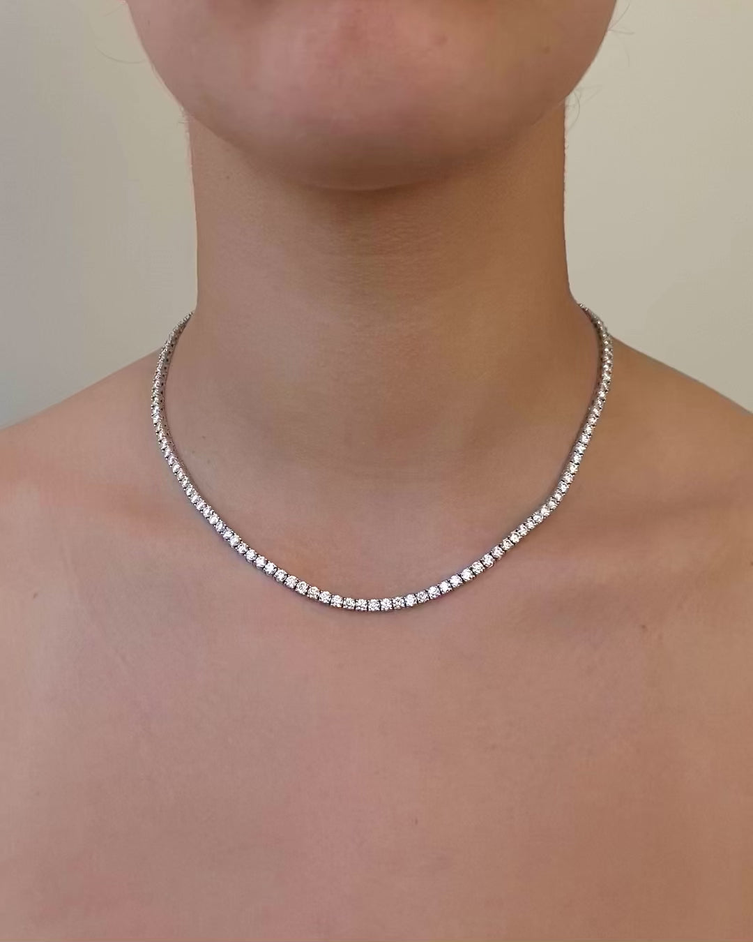 Straight Line Round Tennis Necklace