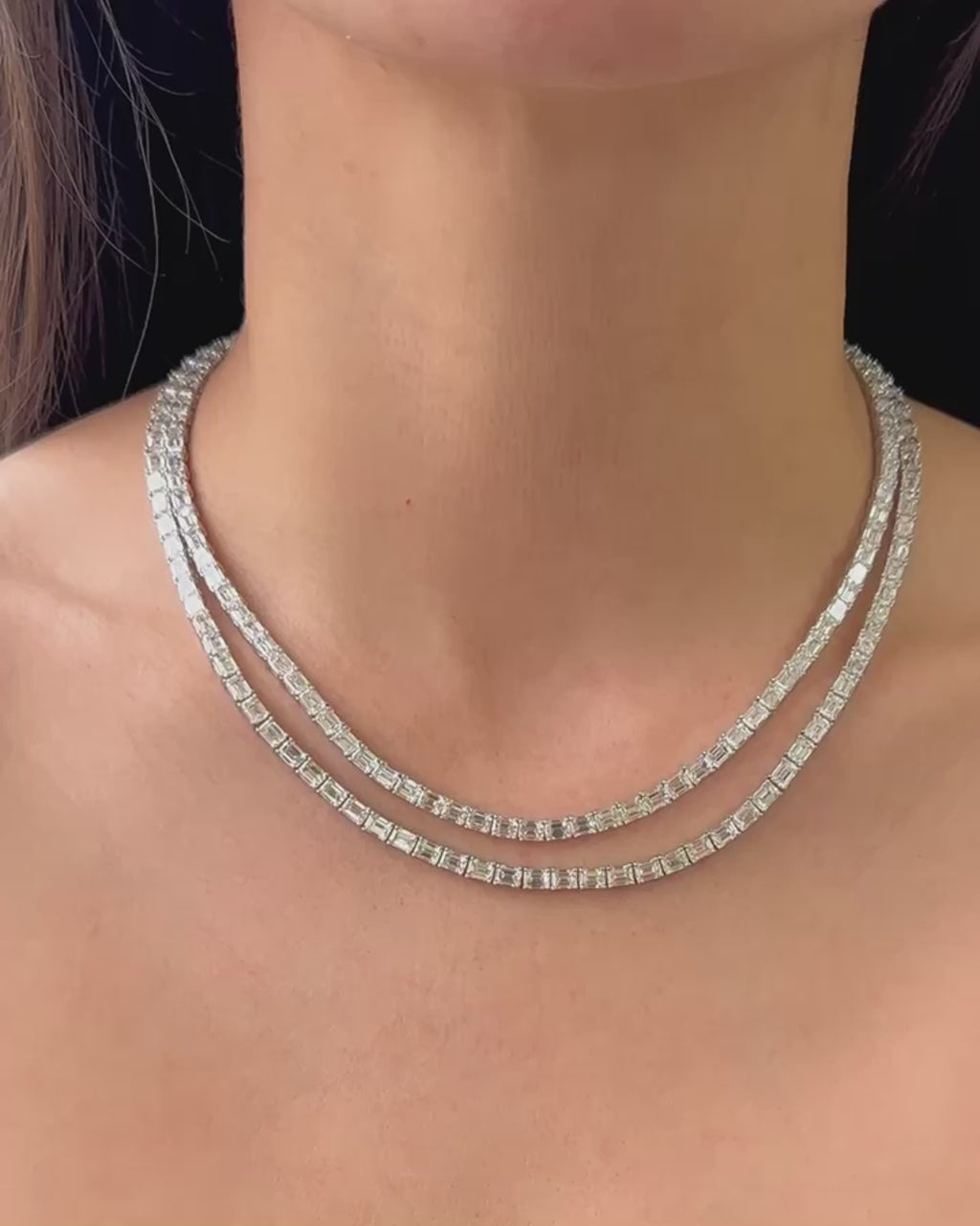 East-West Emerald Tennis Necklace